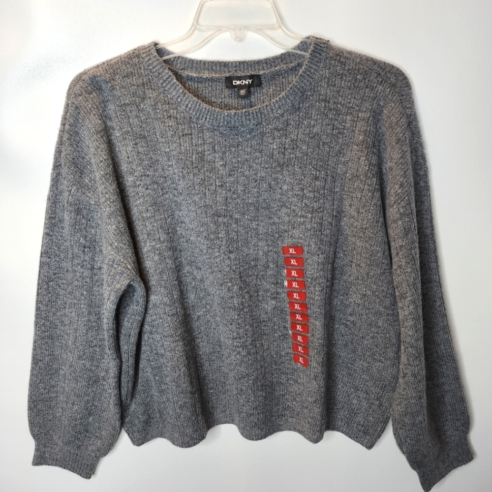 DKNY Sweater Gray Cashmere Blend Crewneck Women's Size XL NWT